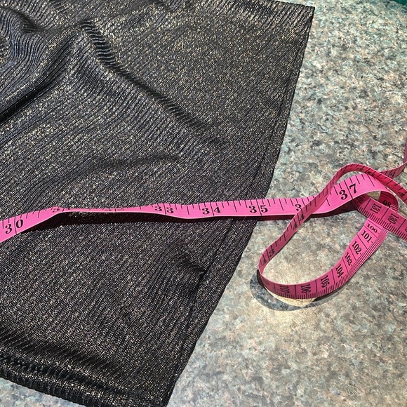 Aqua Curve 1X black gold dress blouse V neck elastic under bust flowy bottom NWT - Picture 13 of 14